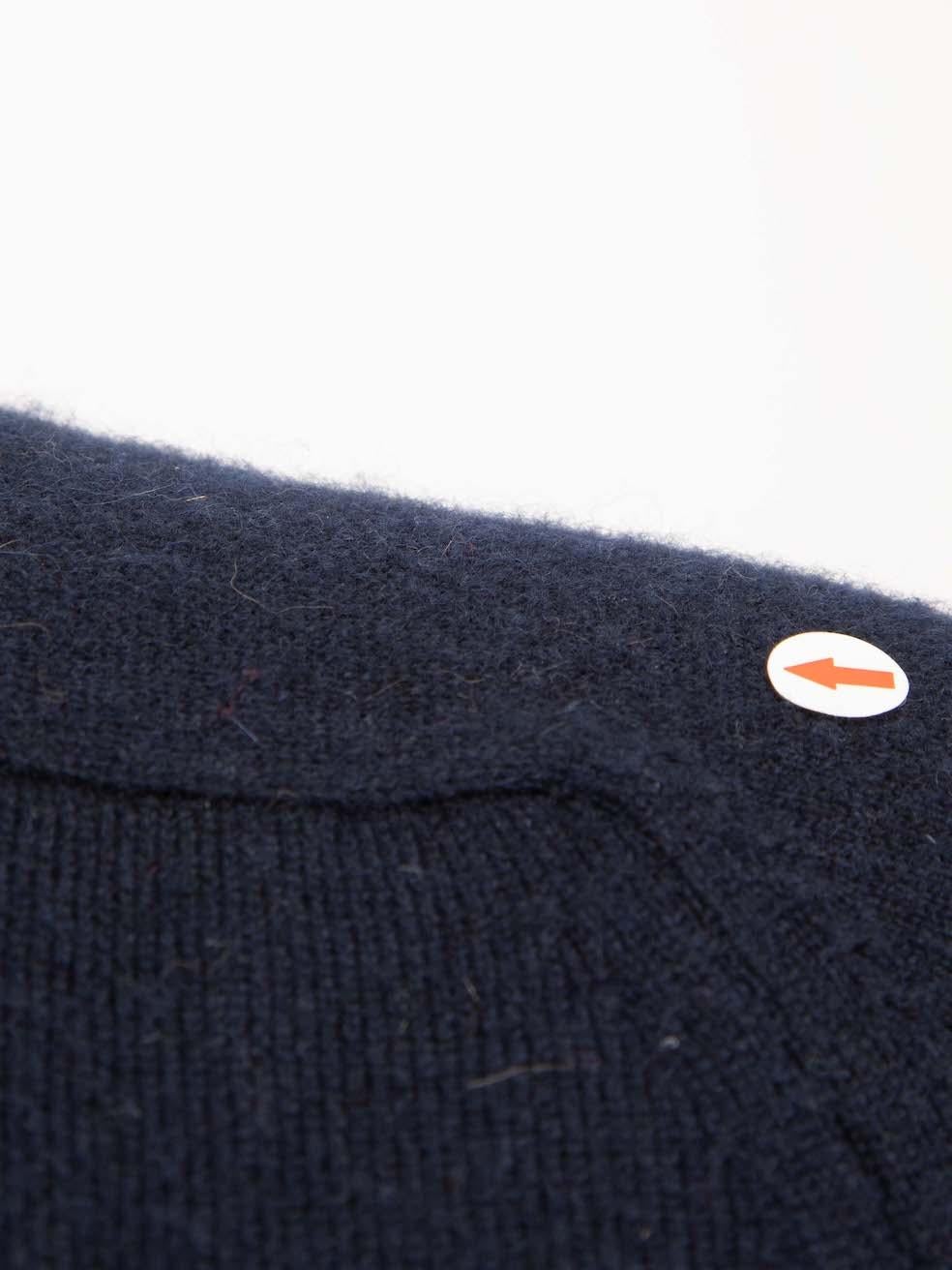  Chanel - Cardigan brodé de lion CC en cachemire bleu marine, taille L Pour femmes 