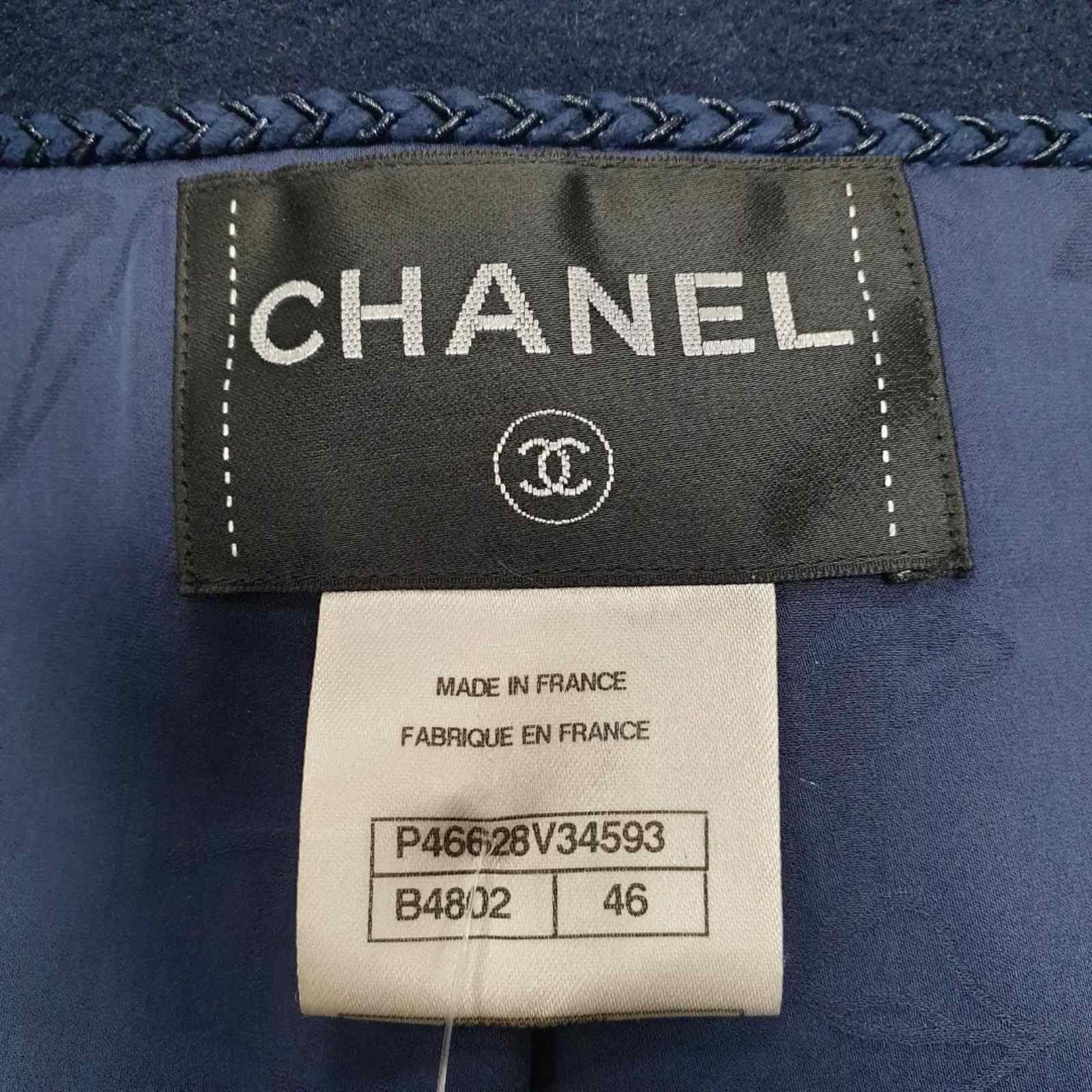 Chanel Navy Cashmere Silk Coat For Sale 6
