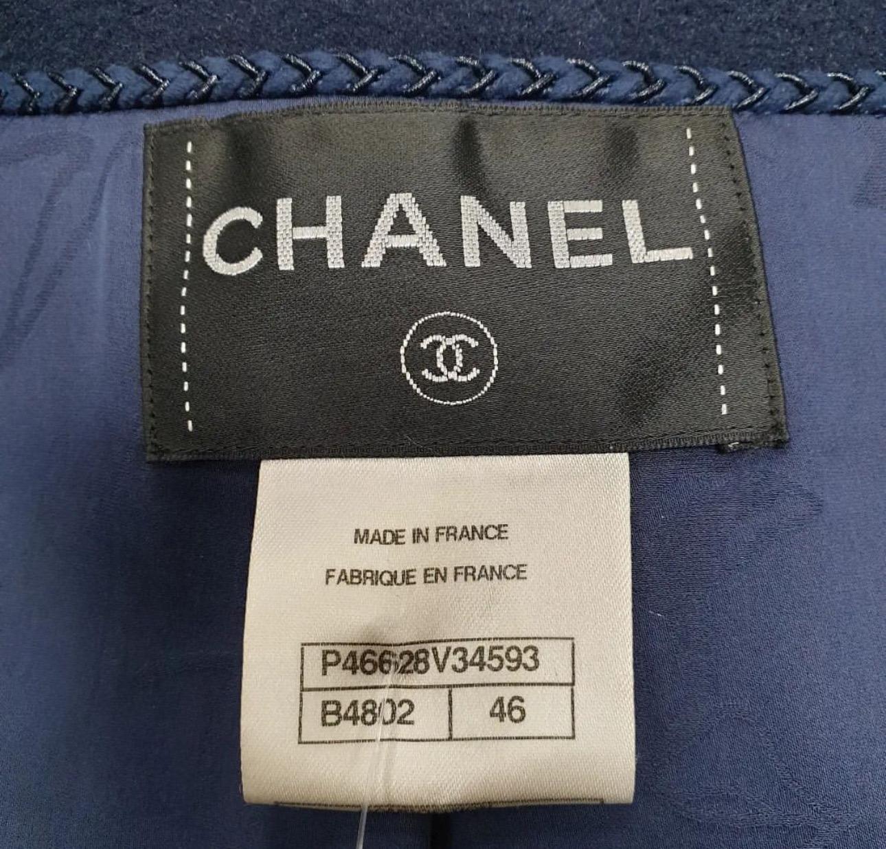 Women's Chanel Navy Cashmere Silk Coat For Sale