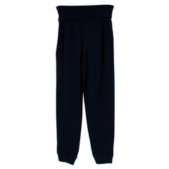 Chanel Navy Cashmere White Side Stripe Knit Joggers - Size US 6
