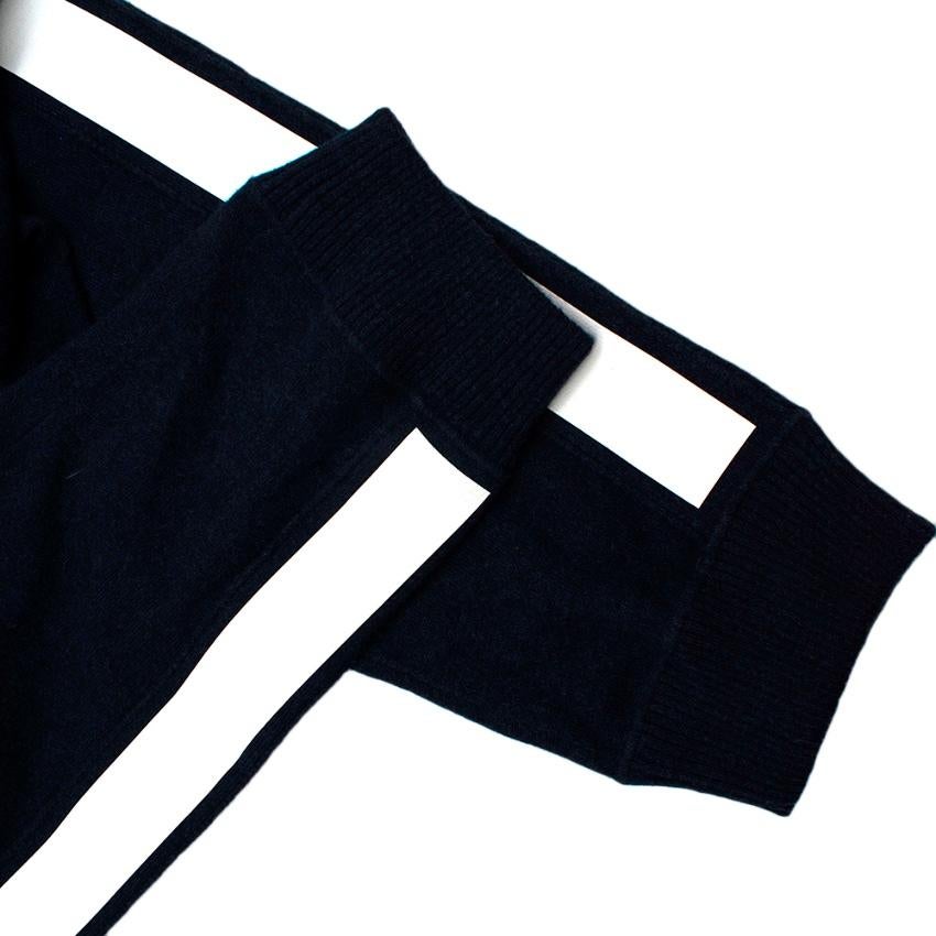 Chanel Navy Cashmere White Side Stripe Knit Joggers - Size US 6 In New Condition In London, GB