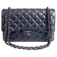 Chanel Navy Caviar Jumbo Classic Flap Bag