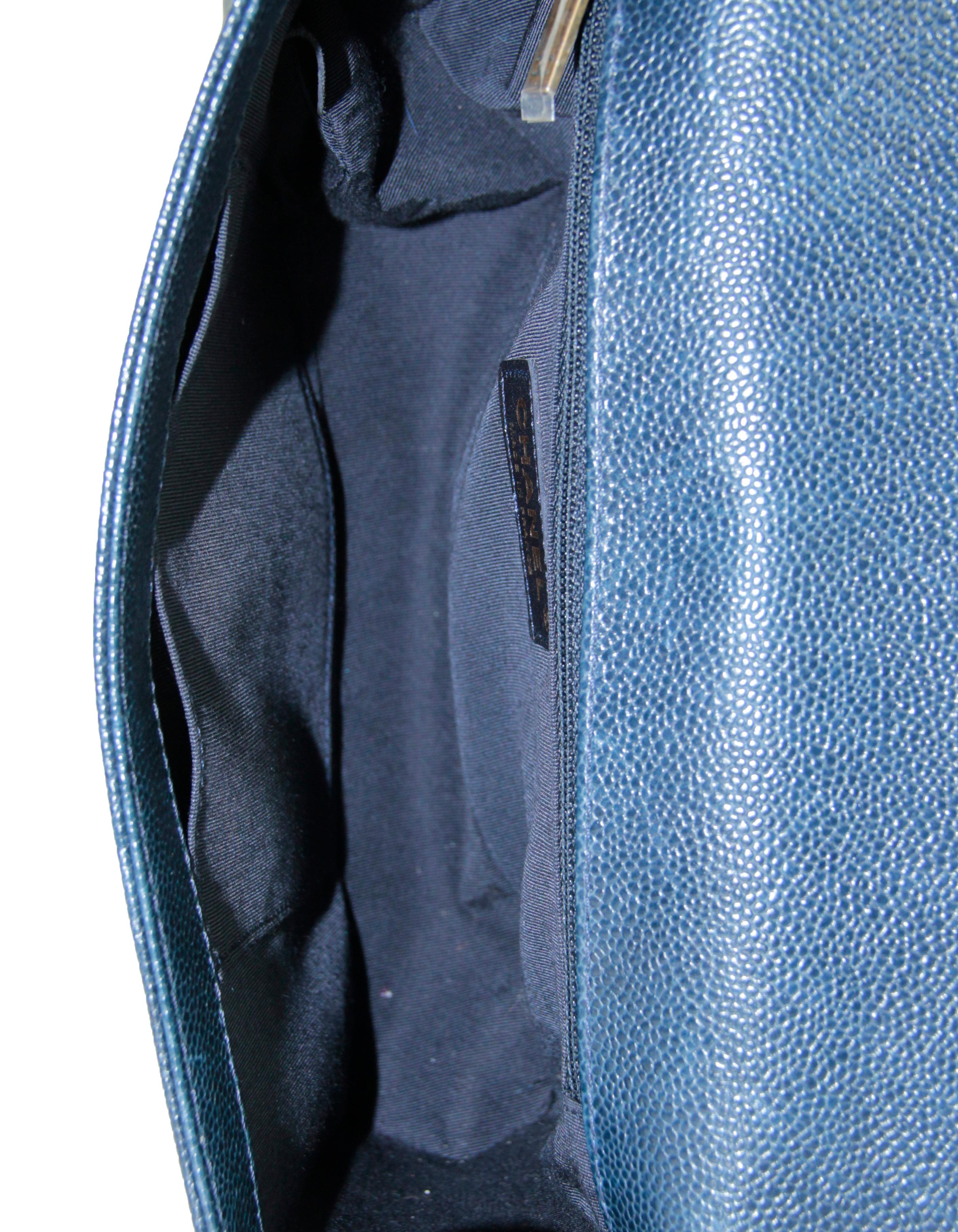 Chanel Navy Caviar Leather New Medium Boy Flap Bag 5
