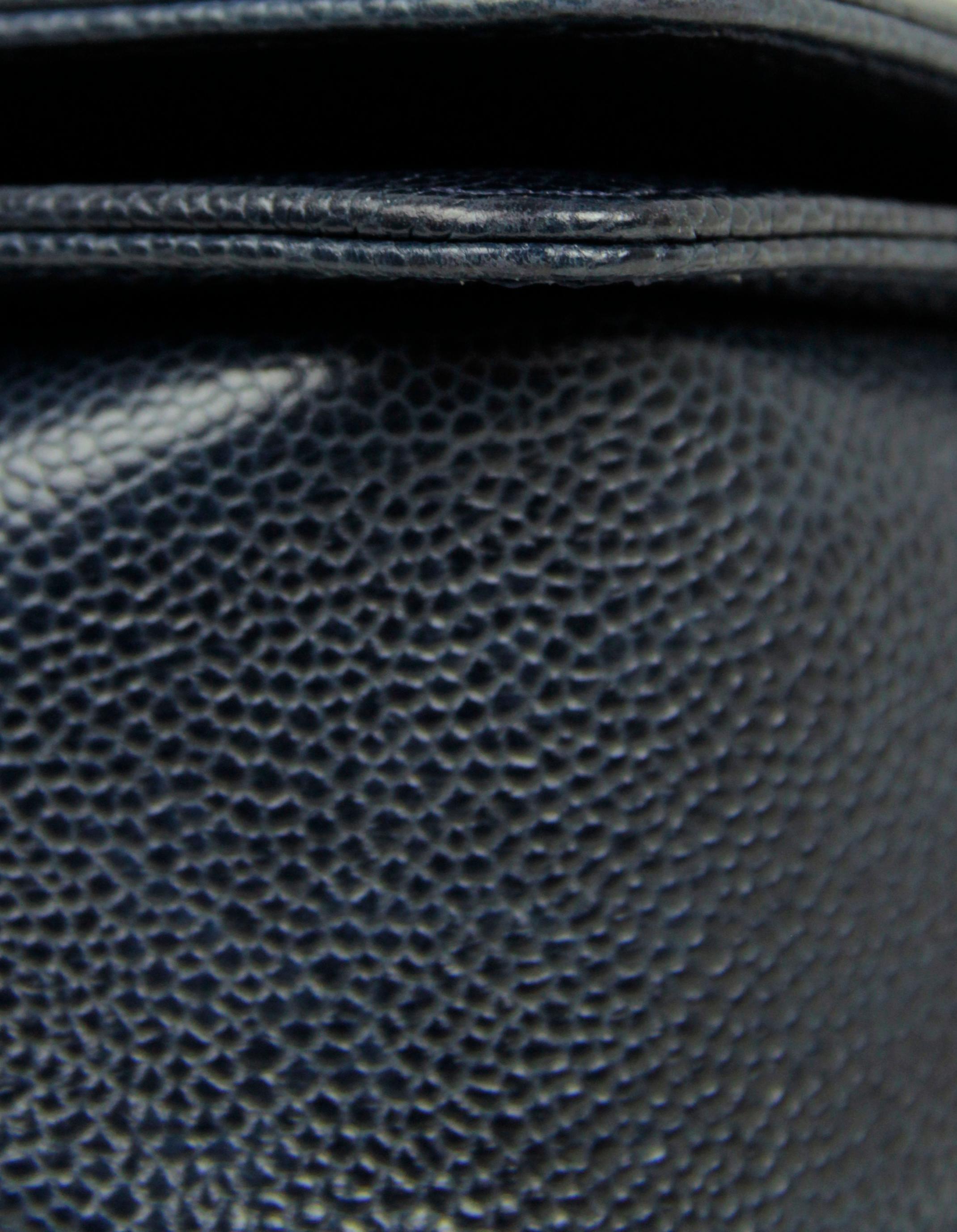 Chanel Navy Caviar Leather New Medium Boy Flap Bag 2