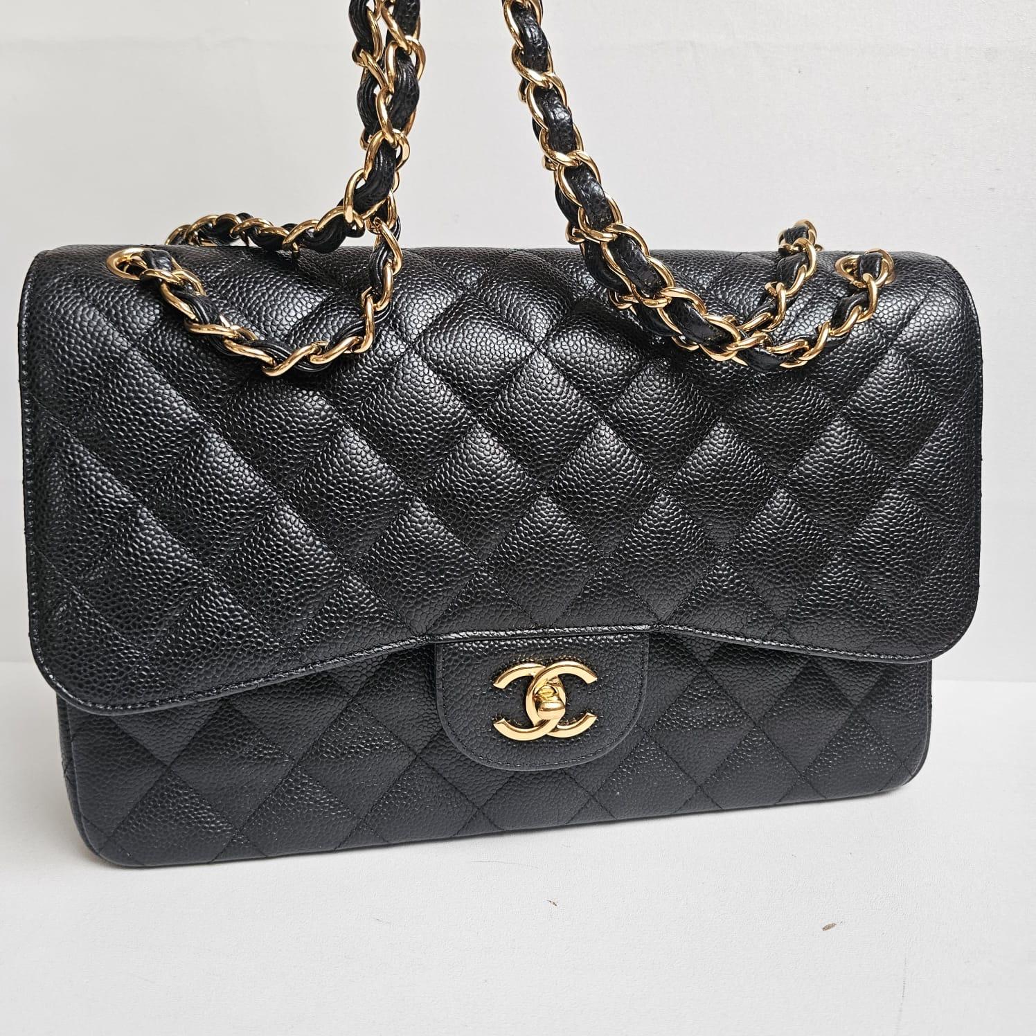 Chanel Navy Caviar Leather Quilted Jumbo Double Flap Bag For Sale 6