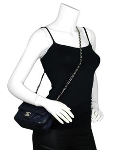 Chanel Navy Caviar Leather Quilted Square Mini Classic Flap Bag