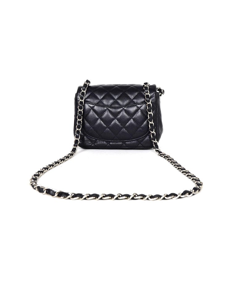 Chanel Navy Caviar Leather Quilted Square Mini Classic Flap Bag at 1stDibs