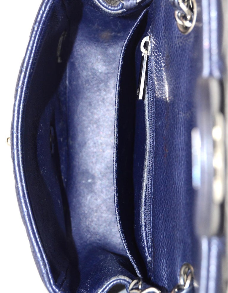 Chanel Navy Caviar Leather Quilted Square Mini Classic Flap Bag at 1stDibs