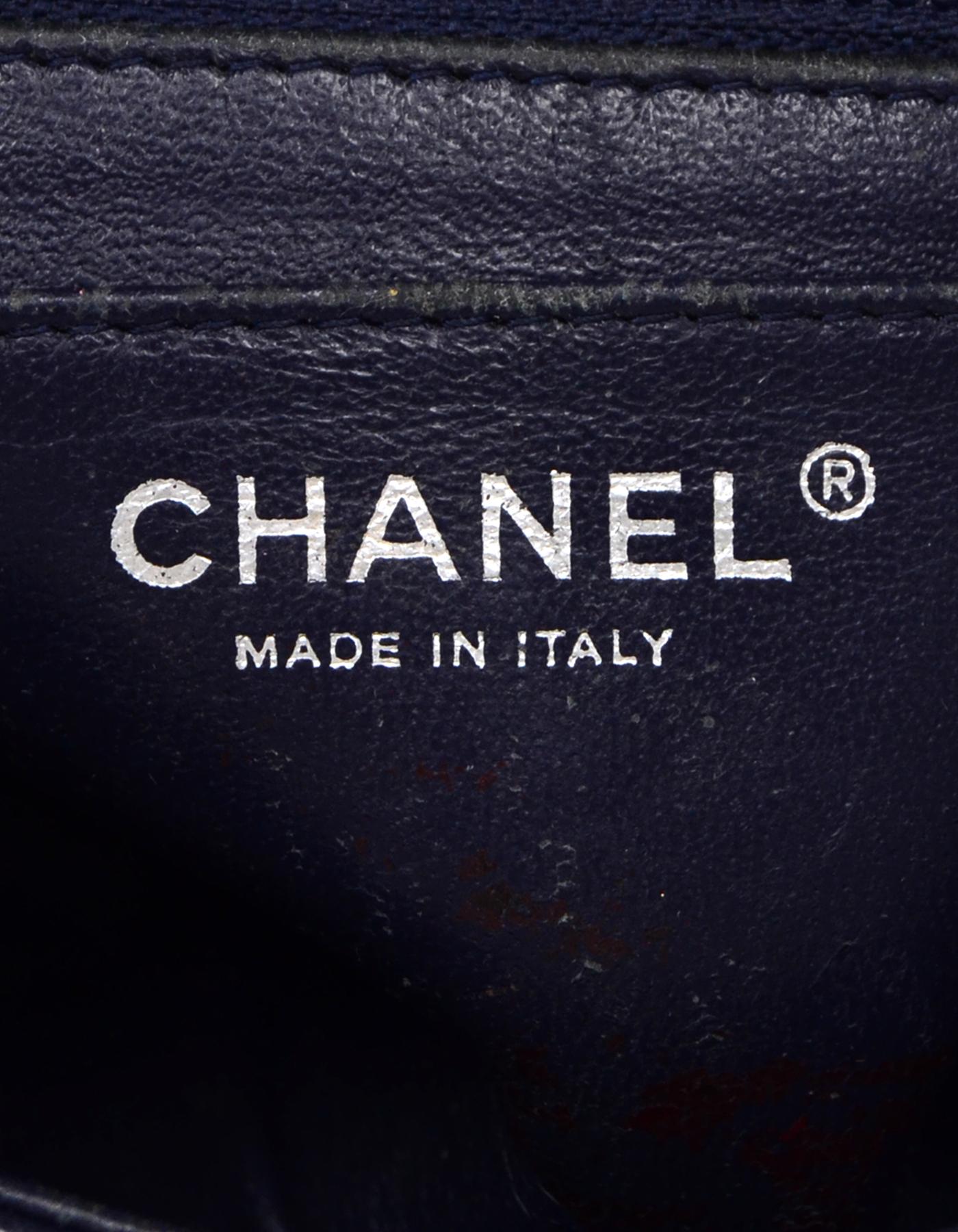 Women's Chanel Navy Caviar Leather Quilted Square Mini Classic Flap Bag