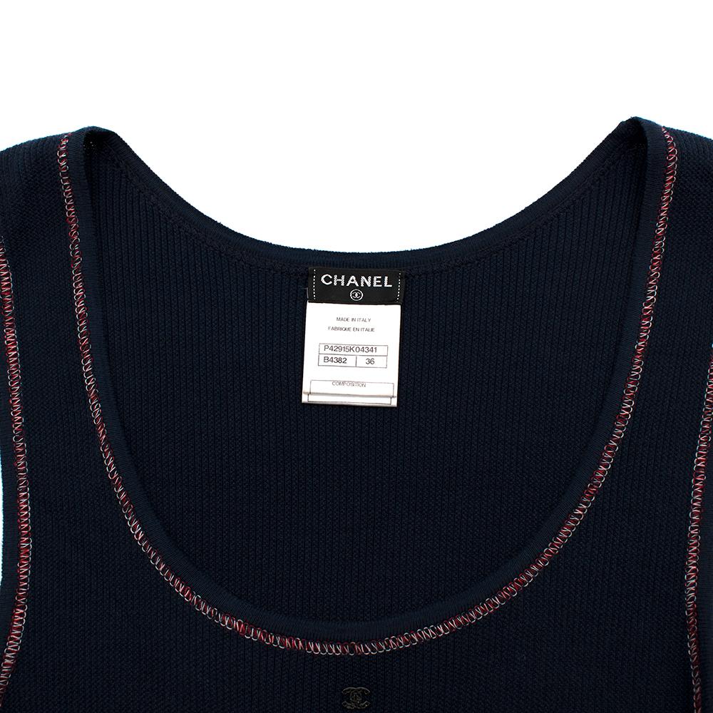 Chanel Navy CC Embellished Vest - Size US 4 For Sale 2