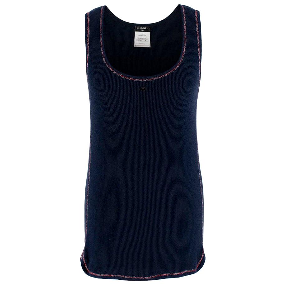 Chanel Navy CC Embellished Vest - Size US 4 For Sale