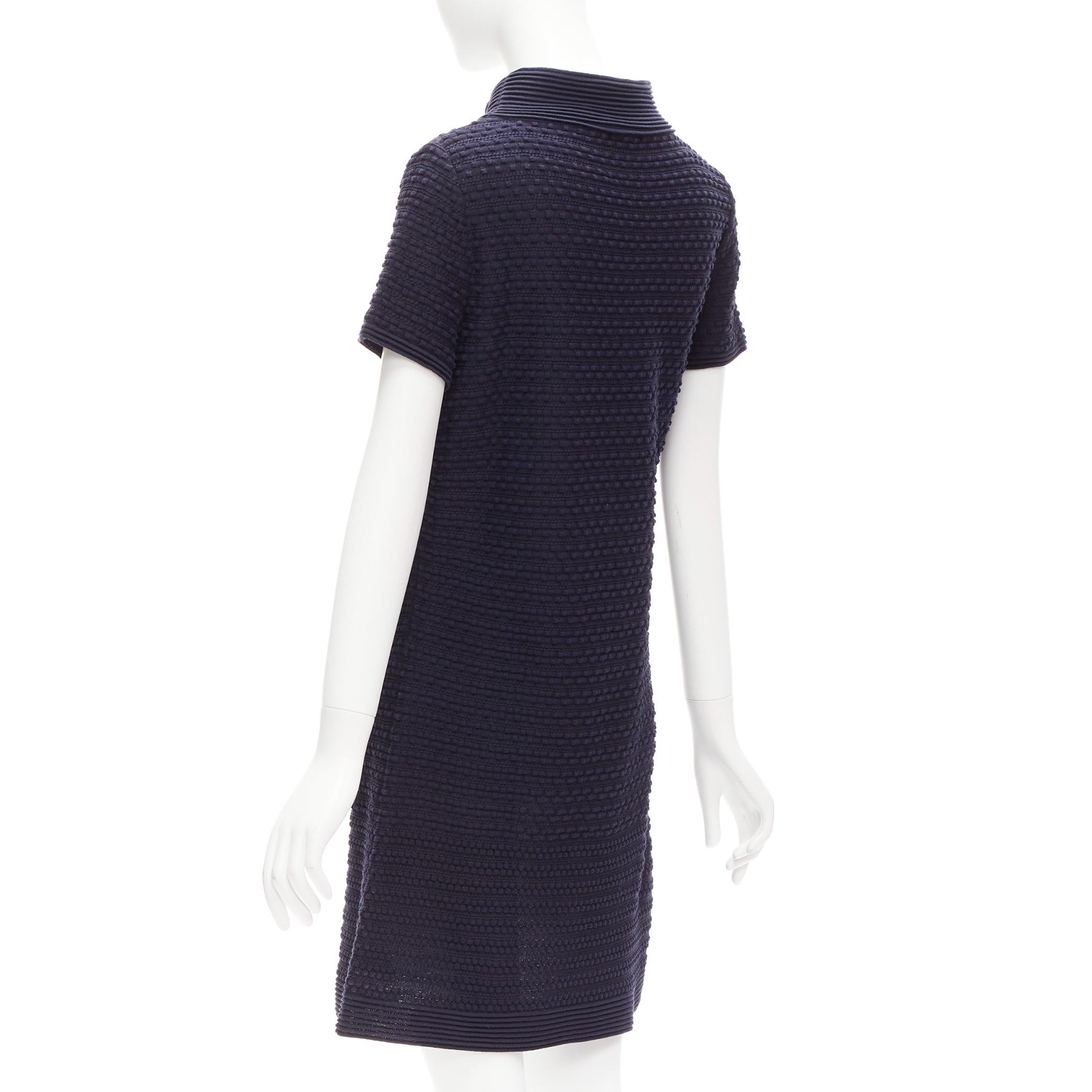 CHANEL navy CC logo button boat neck A-line knit mini dress FR38 M For Sale 1