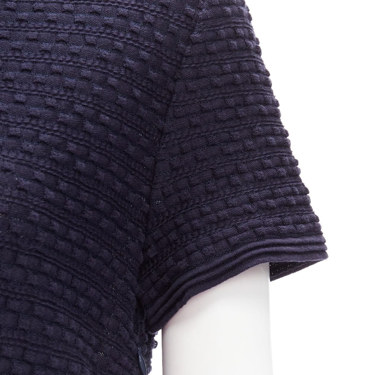 CHANEL navy CC logo button boat neck A-line knit mini dress FR38 M For Sale 3