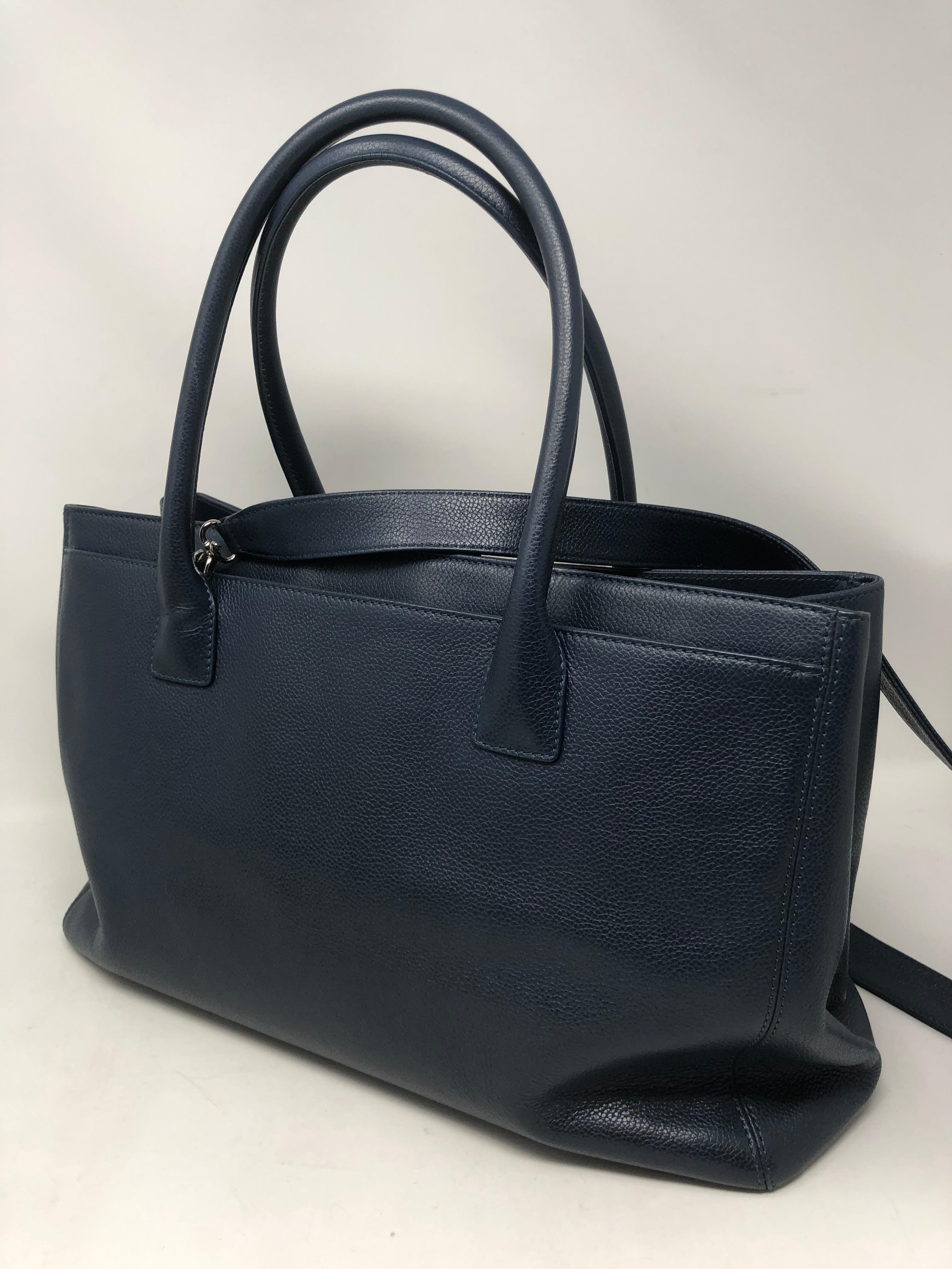 Women's or Men's Chanel Navy Cerf Executive Shopper Tote 