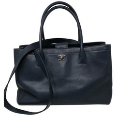 Chanel Navy Cerf Executive Shopper Tote 