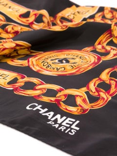 Chanel Navy Chain Print Silk Scarf