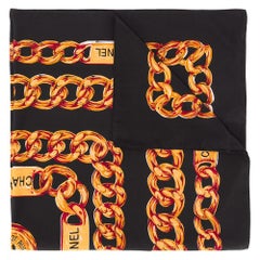 Chanel Navy Chain Print Silk Scarf