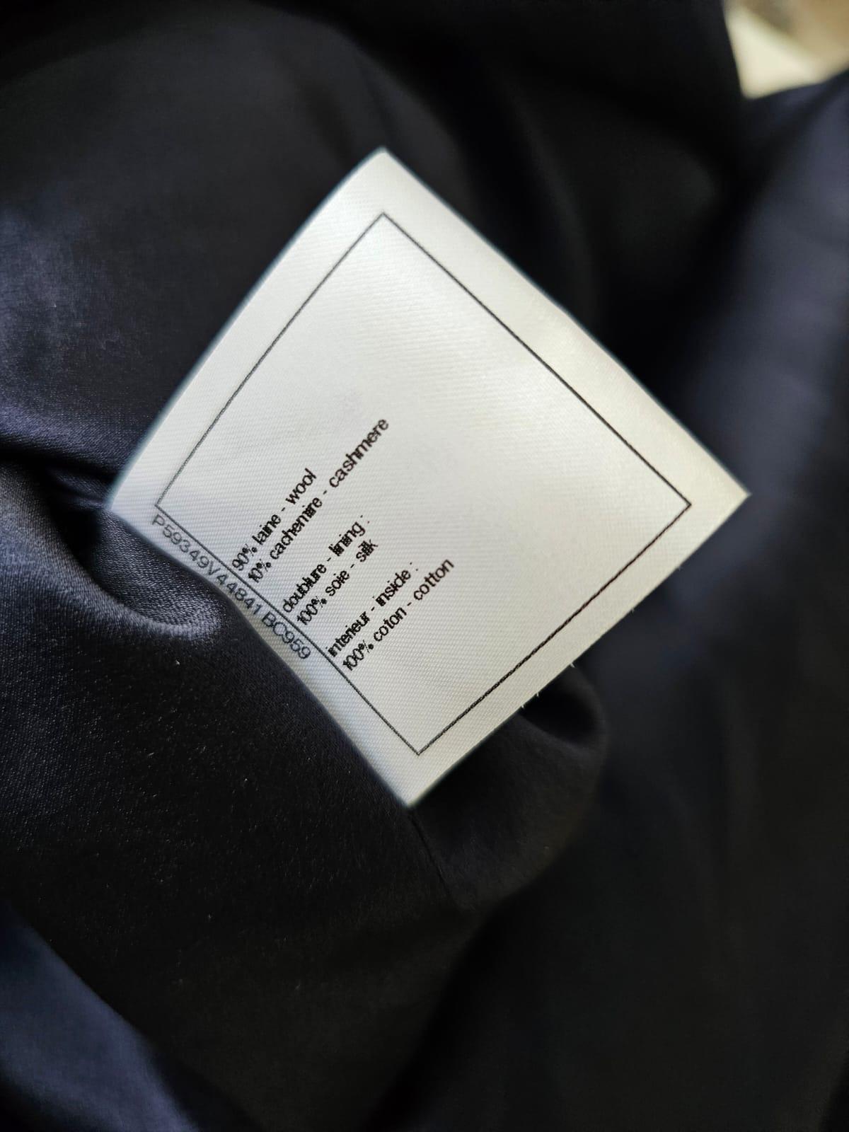 Chanel Wool Navy Coat brand new with the tag For Sale 9