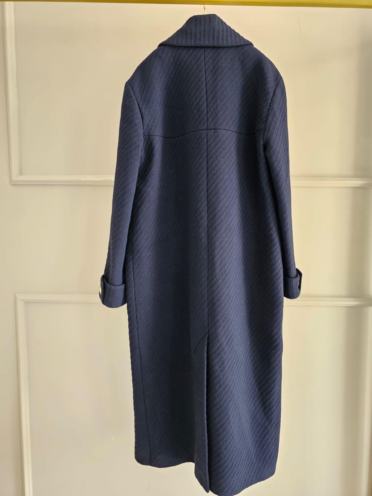 Chanel Wool Navy Coat brand new with the tag For Sale 10