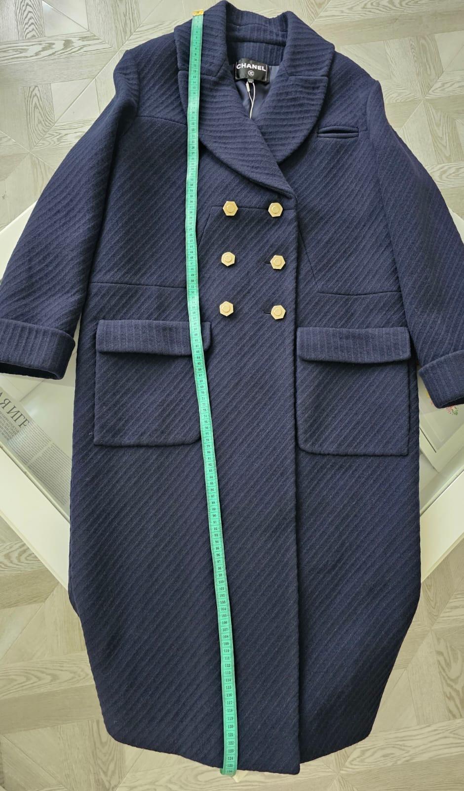 Black Chanel Wool Navy Coat brand new with the tag For Sale