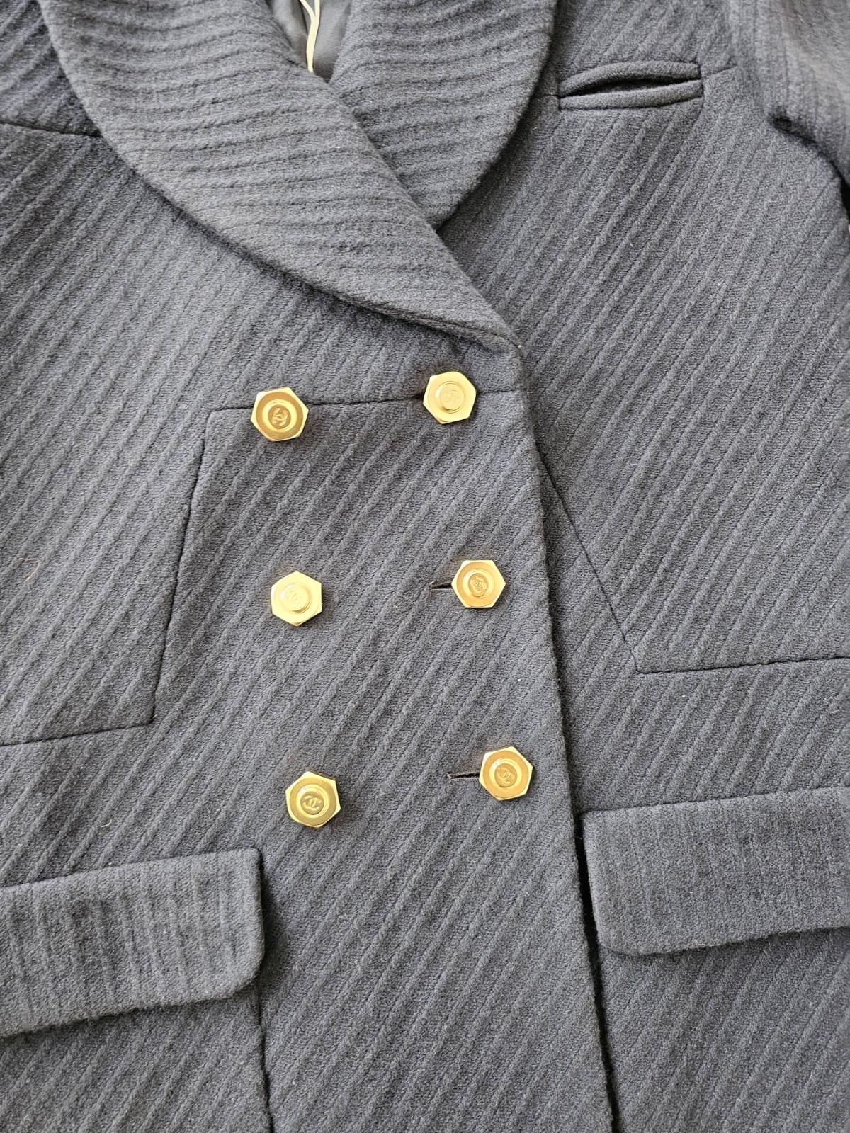 Chanel Wool Navy Coat brand new with the tag For Sale 3
