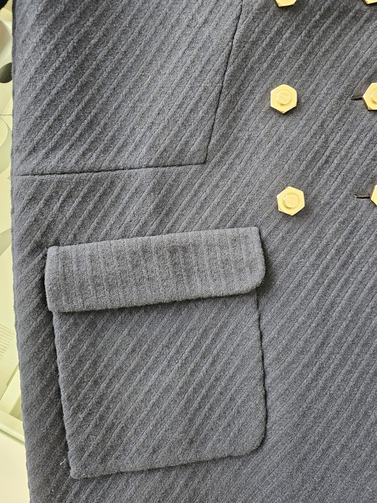 Chanel Wool Navy Coat brand new with the tag For Sale 4