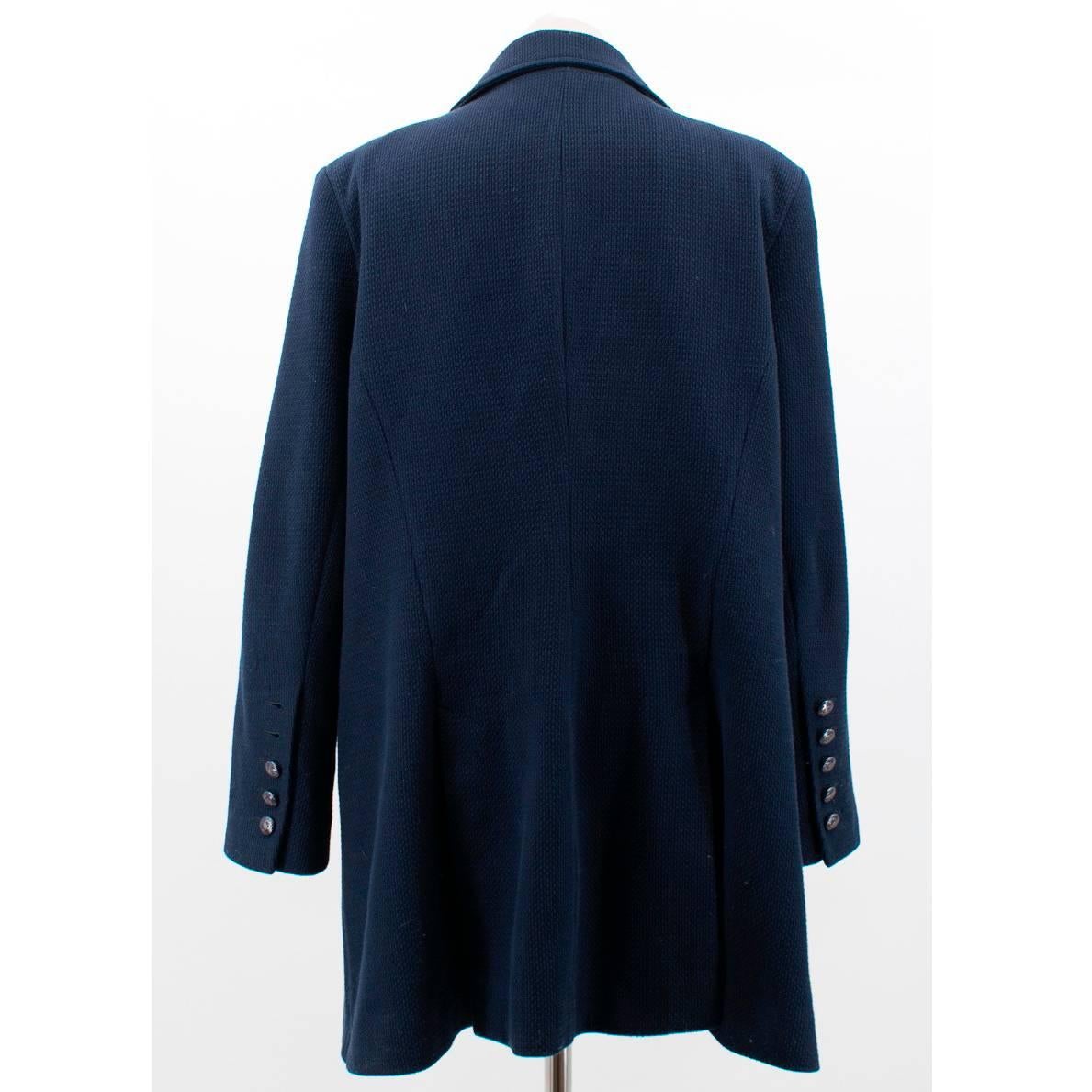 Chanel Navy Coat - Size Large For Sale 1