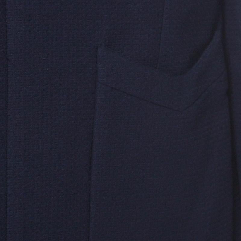 Chanel Navy Cotton Blend Textured Jacket L In Good Condition In Dubai, Al Qouz 2