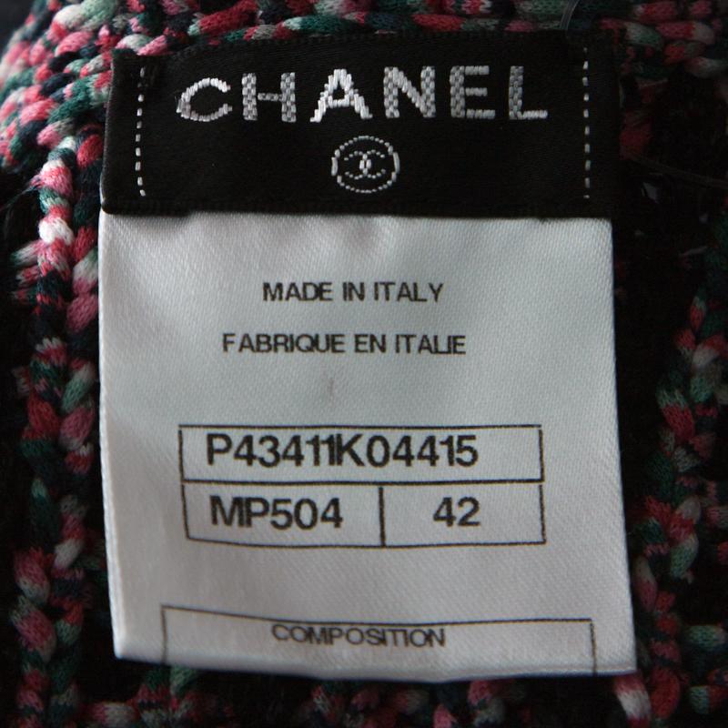 Chanel Navy Cotton Blend Textured Jacket L 1