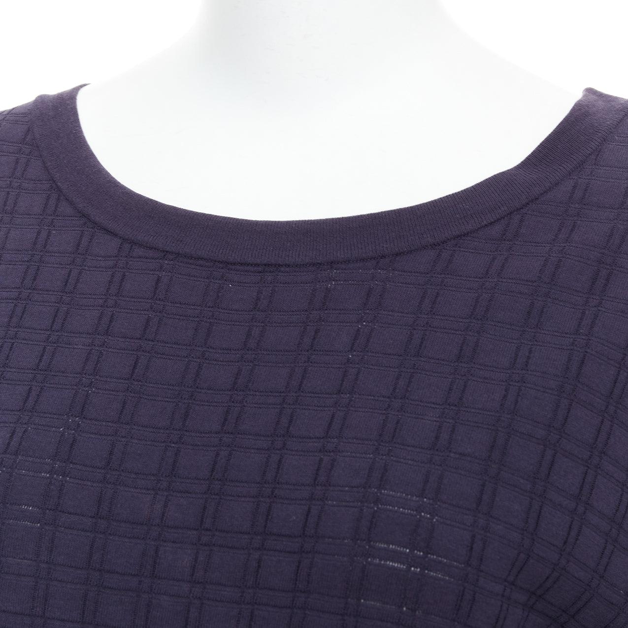 CHANEL navy cotton grid knit gold CC button 2 pocket mini dress FR36 S For Sale 2