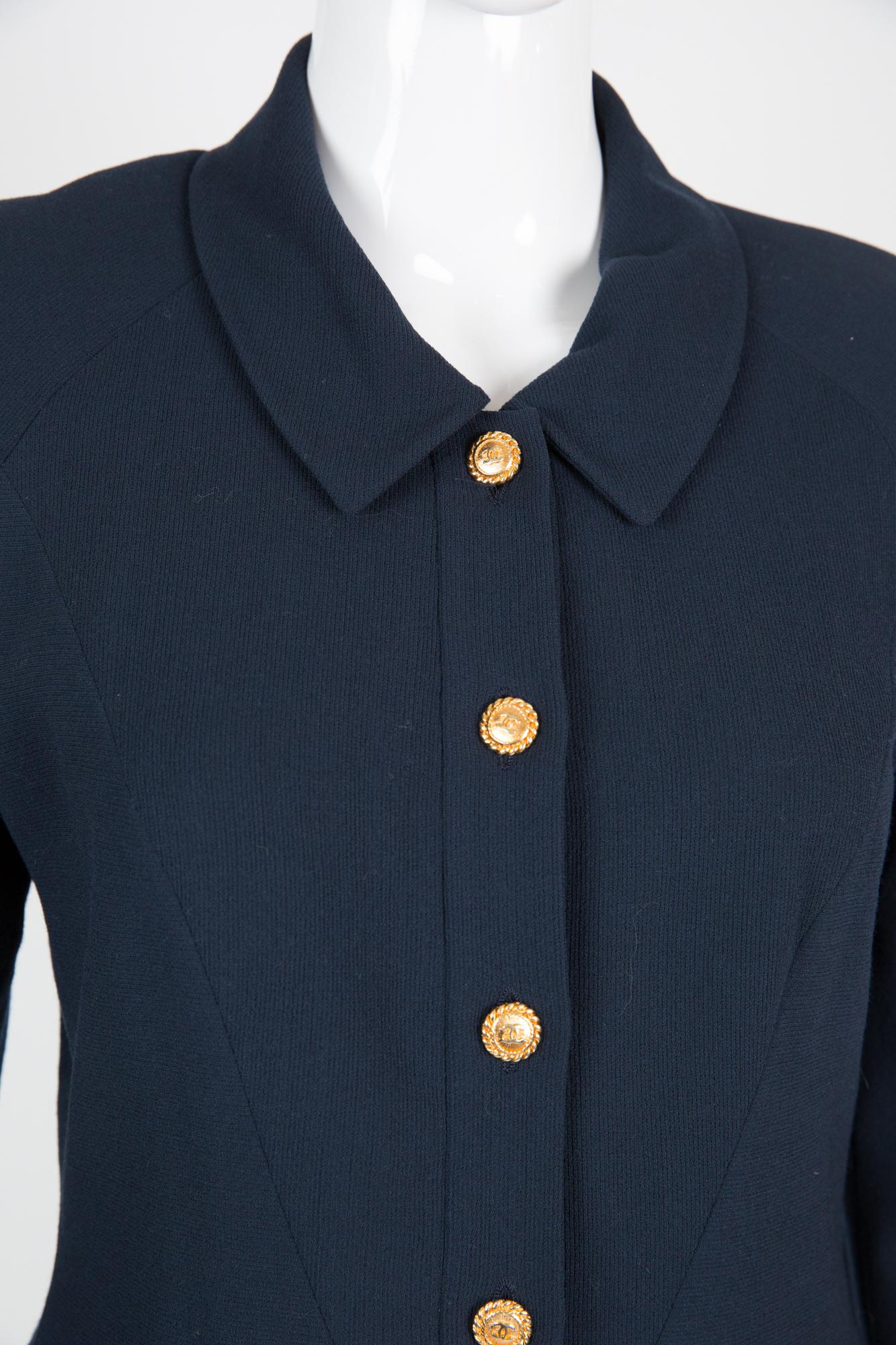 Women's Chanel Navy Crepe Wool Jacket