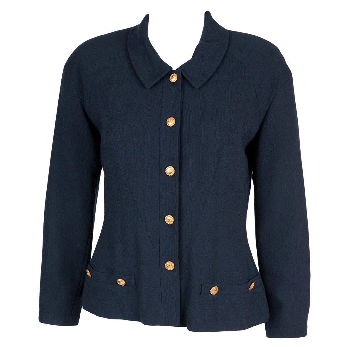 Chanel Navy Crepe Wool Jacket