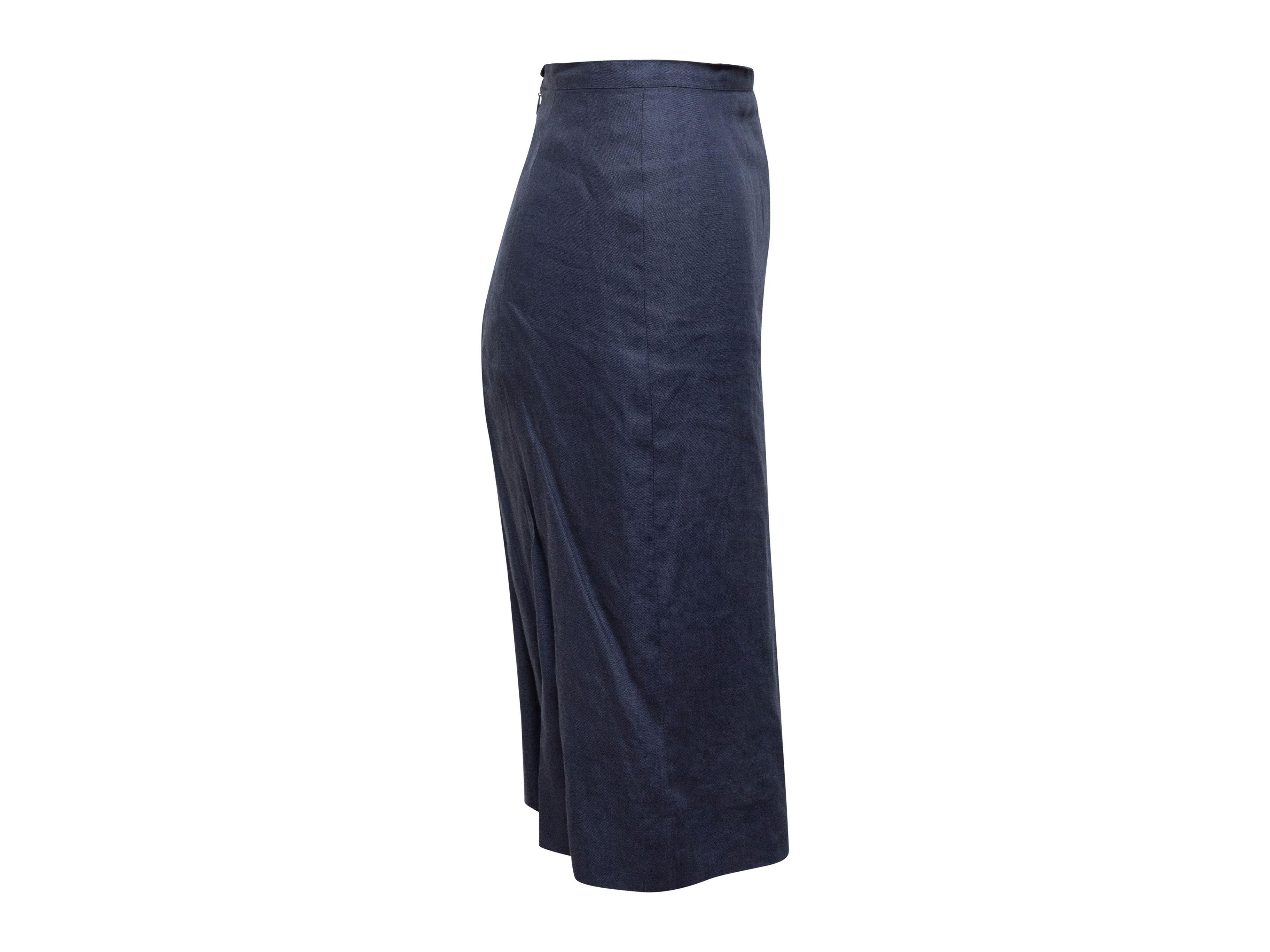 Women's Chanel Navy Cruise 2000 Linen Knee-Length Skirt