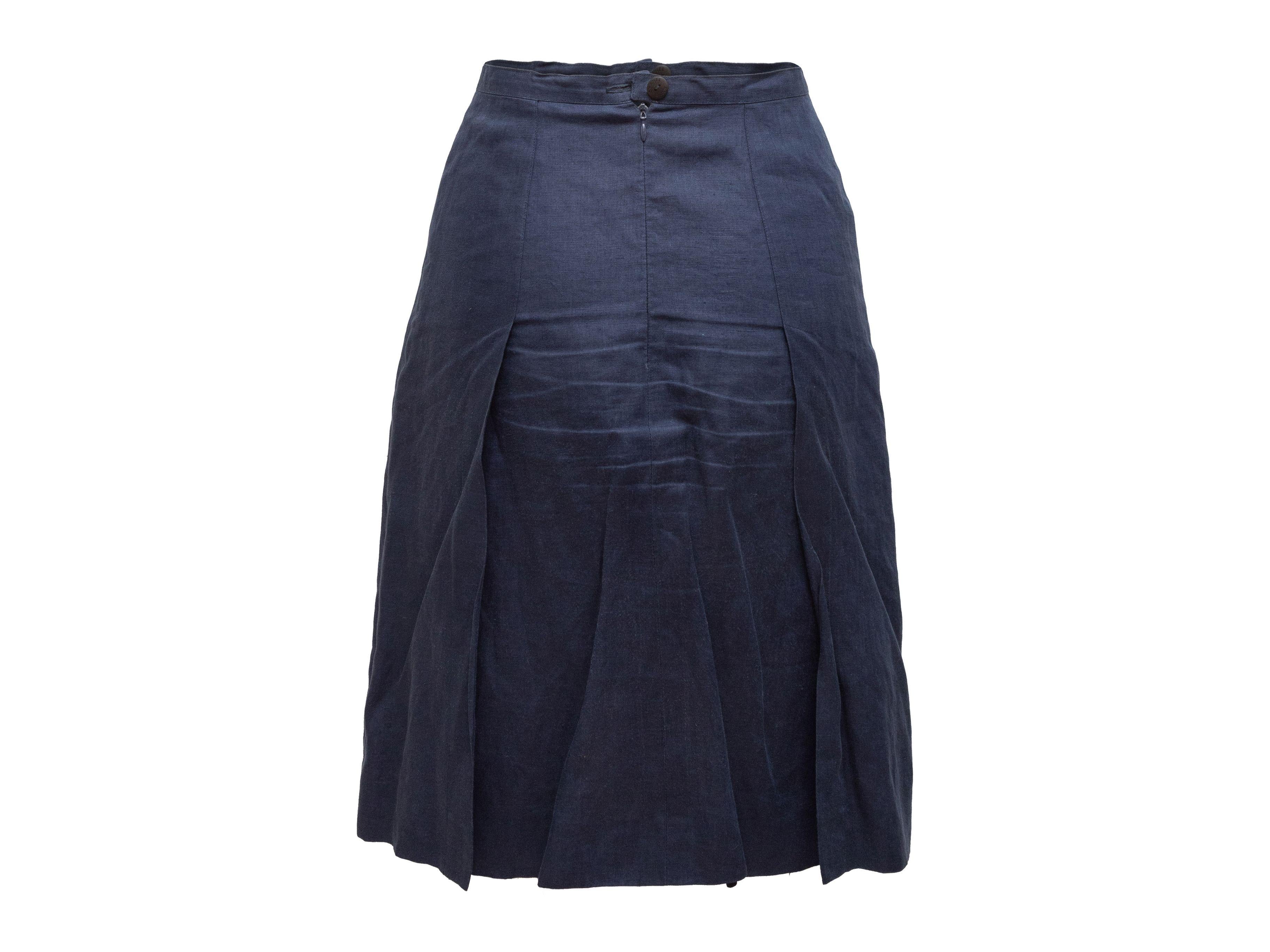 Chanel Navy Cruise 2000 Linen Knee-Length Skirt 1