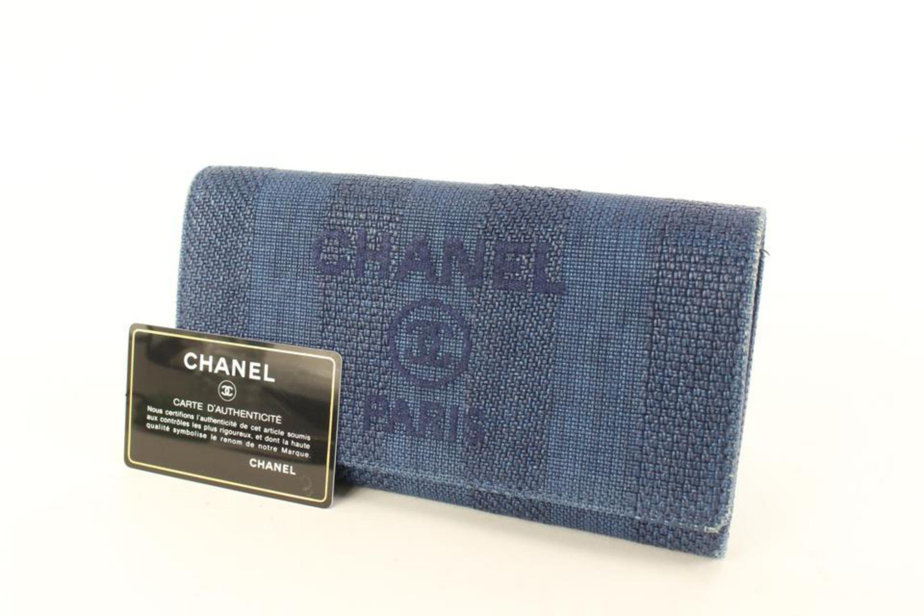 Chanel Navy Denim CC Logo Deauville Flap Wallet 73cz56s 5