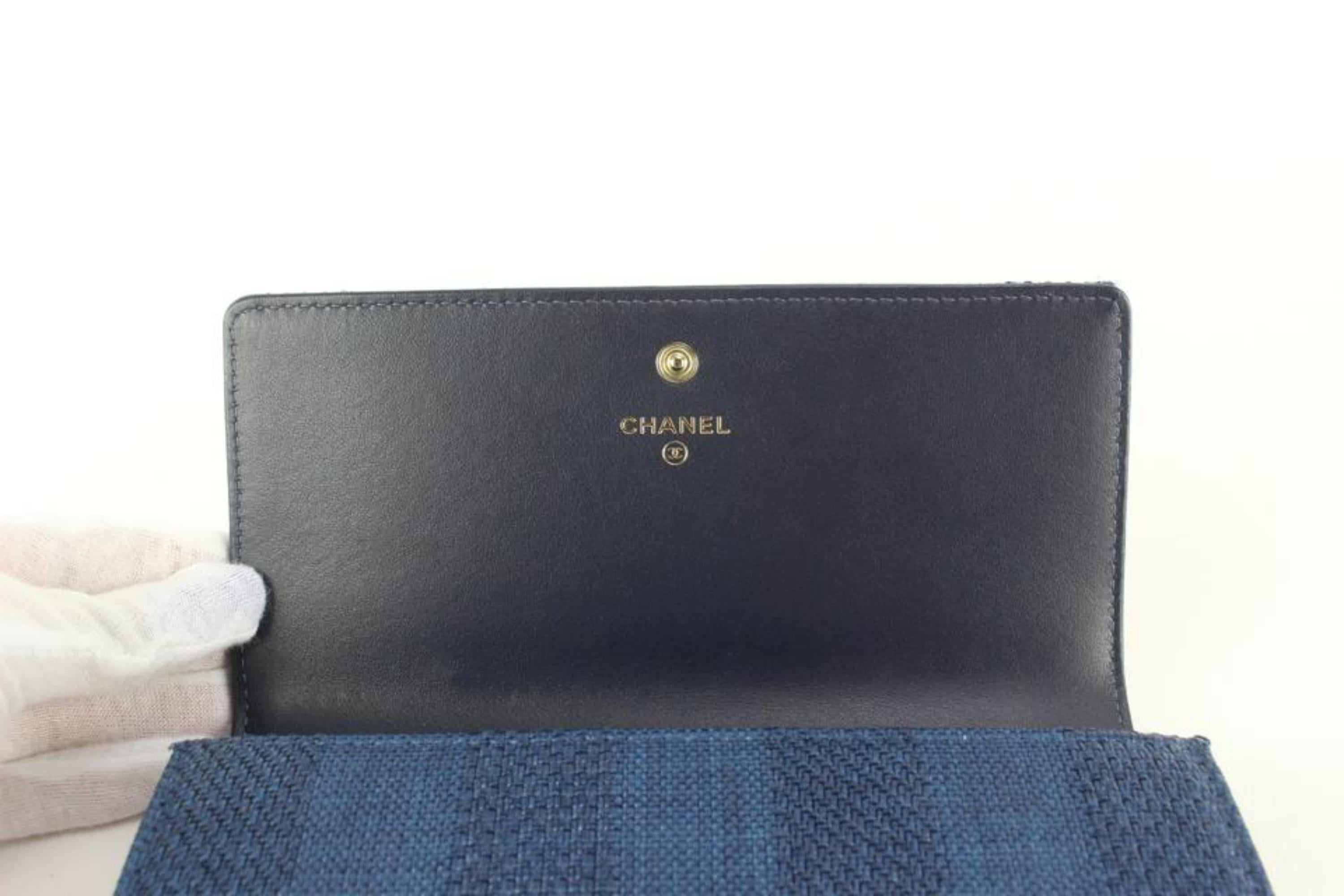 Chanel Navy Denim CC Logo Deauville Flap Wallet 73cz56s 6