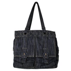 Chanel Navy Denim Contrast Stitch Pocket Tote Bag circa 2006
