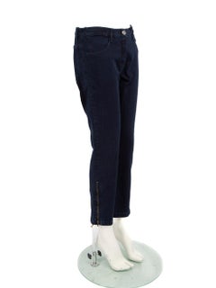 Chanel Jeans Navy Denim a vita media taglia M.