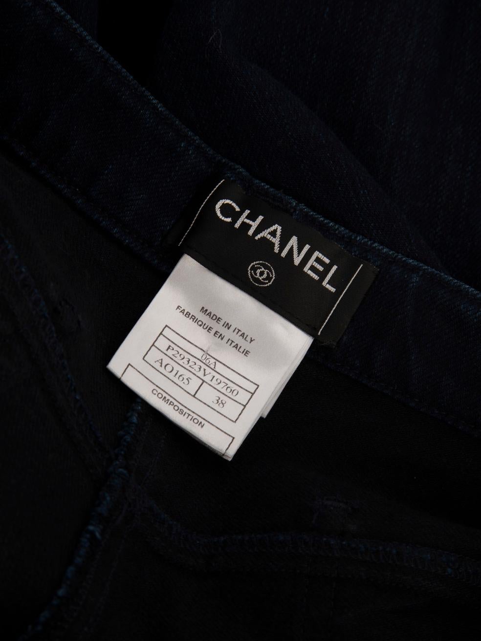 Women's Chanel Navy Denim Mid Rise Jeans Size M For Sale
