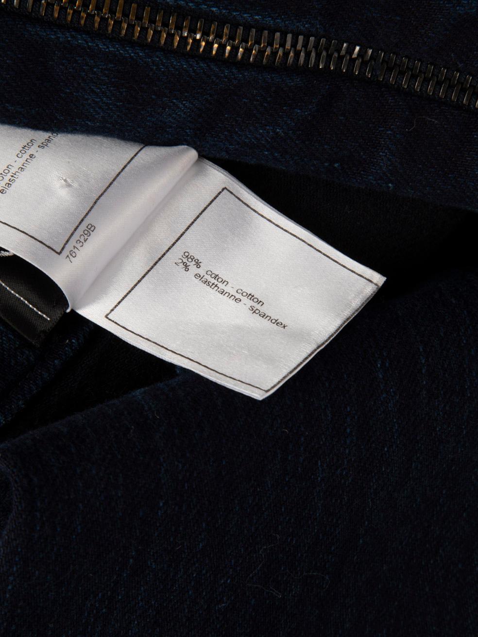 Chanel Navy Denim Mid Rise Jeans Size M For Sale 1