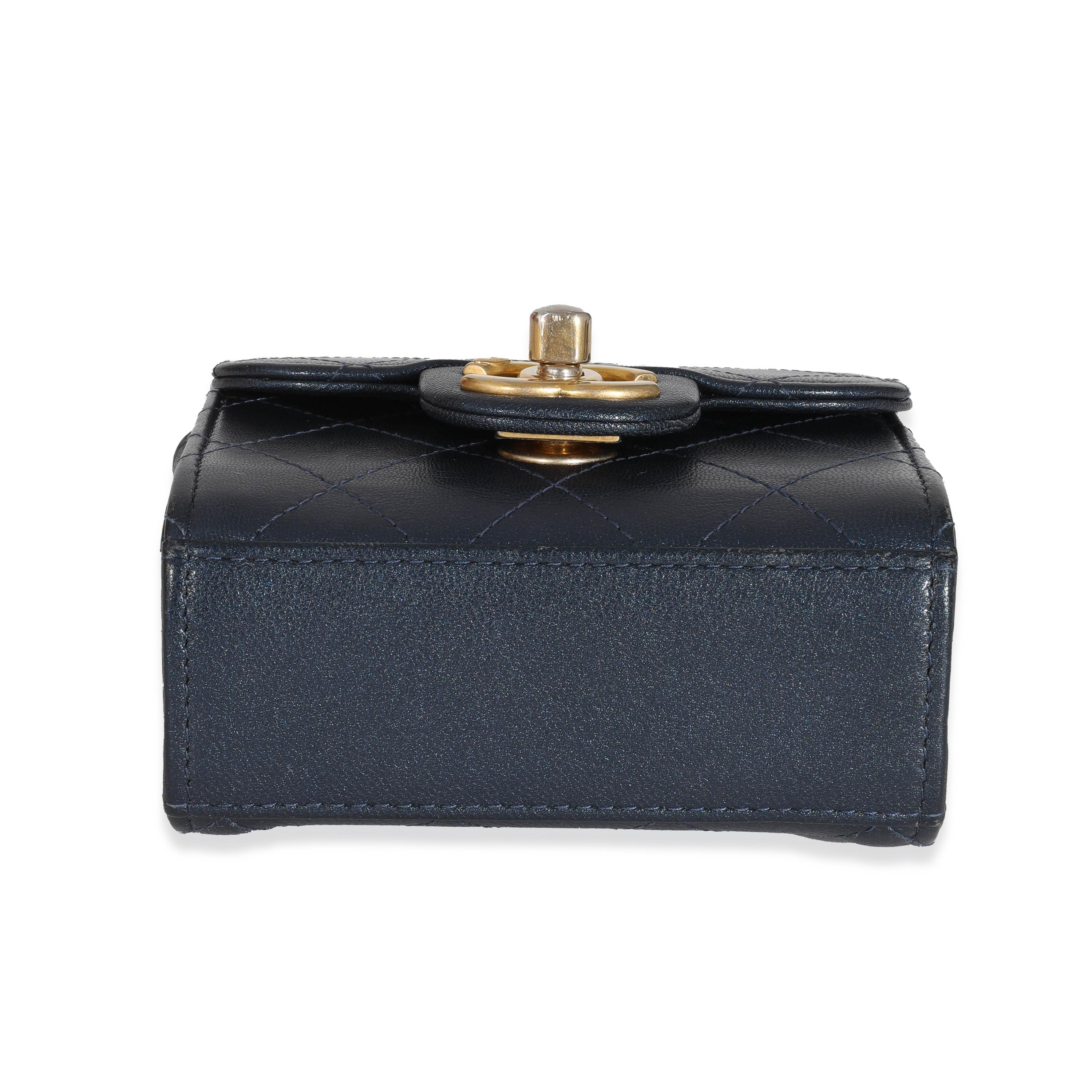 Chanel Navy Goatskin Chic Pearls Mini Flap Bag For Sale 2