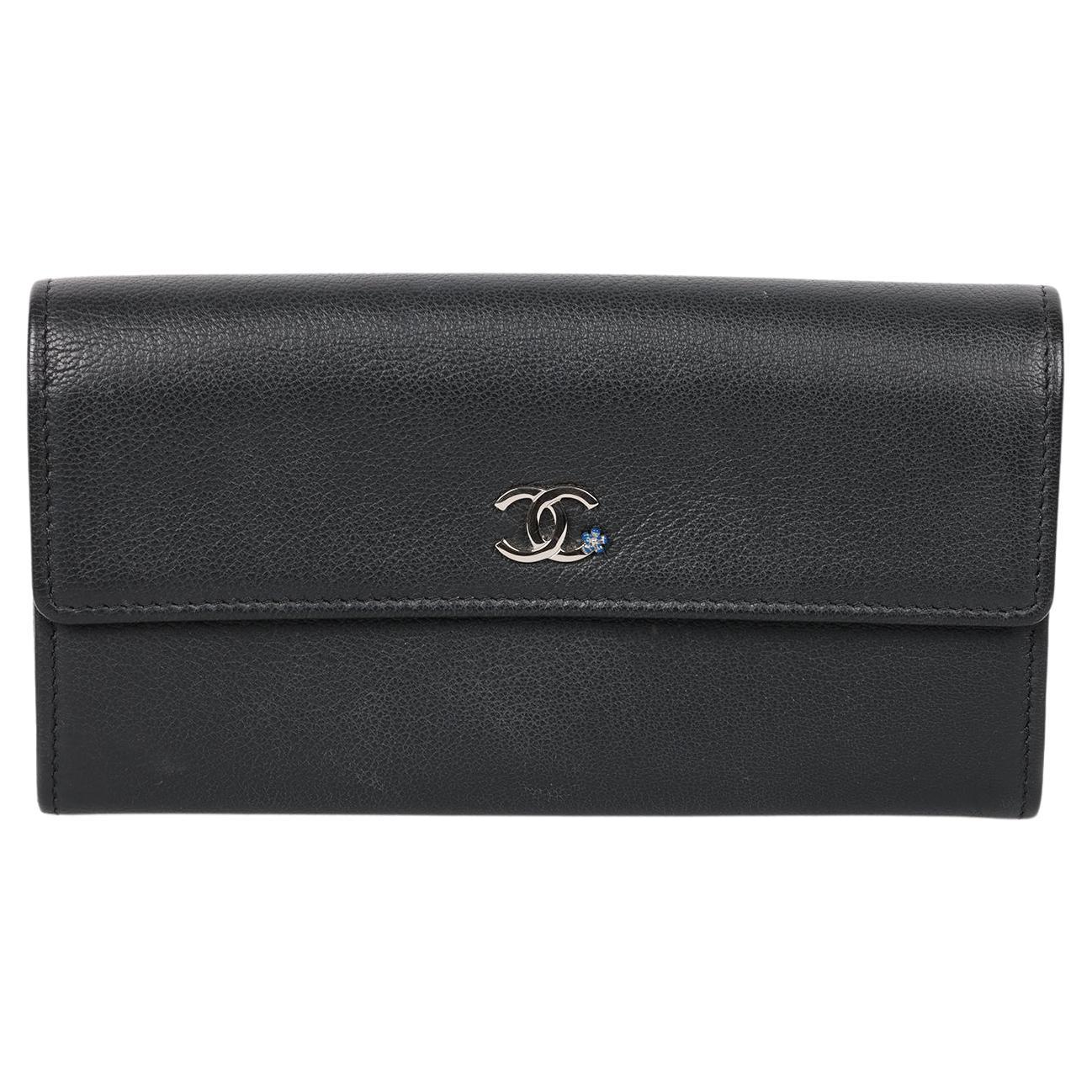 Chanel Navy Goatskin Leather La Pausa Classic Long Wallet For Sale