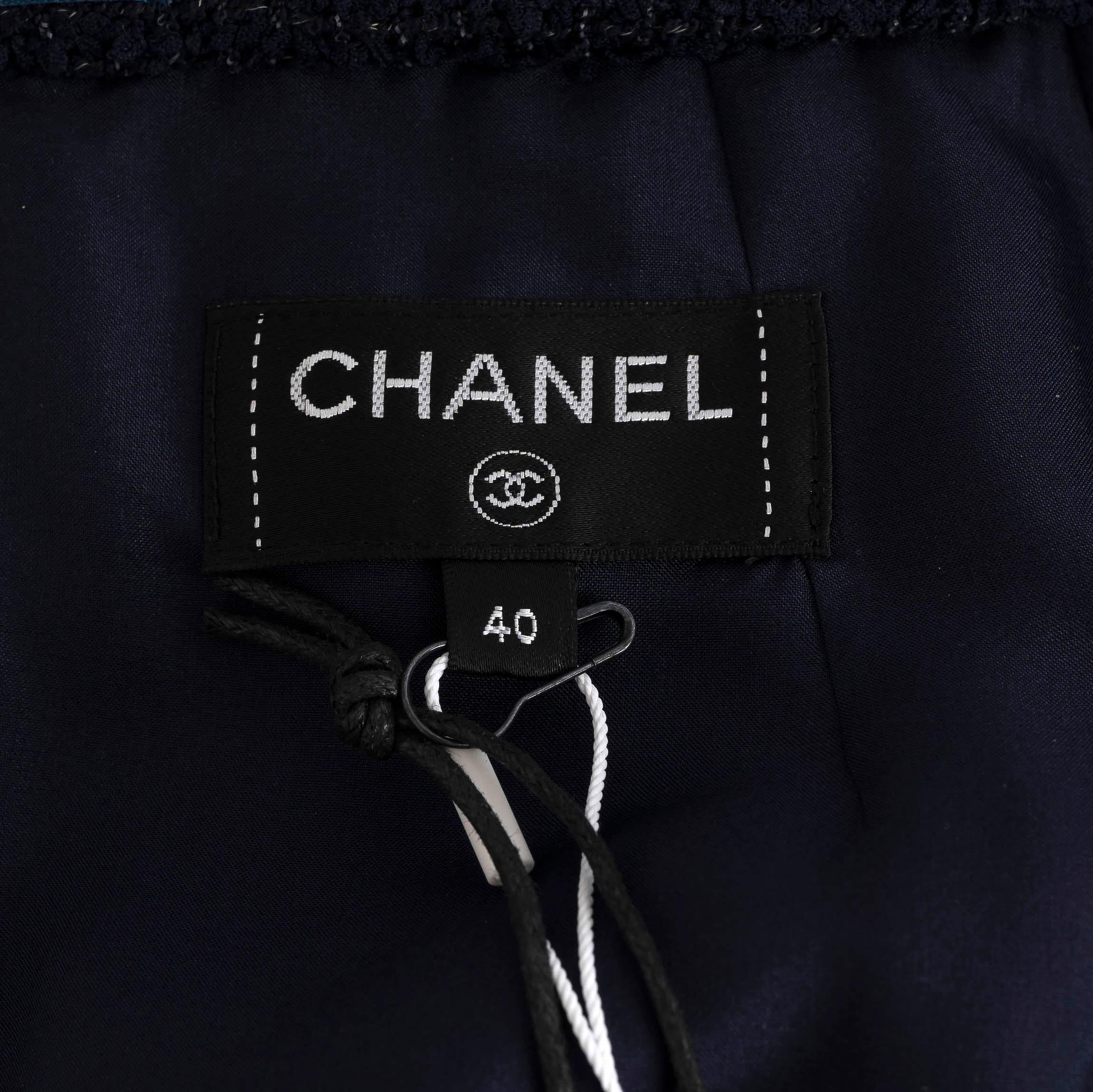 Chanel gonna in nylon grigio e blu 17S con bordo in VELCRO 40 M. in vendita 1