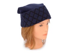Chanel Navy Hat Gloves Scarf Knit Set
