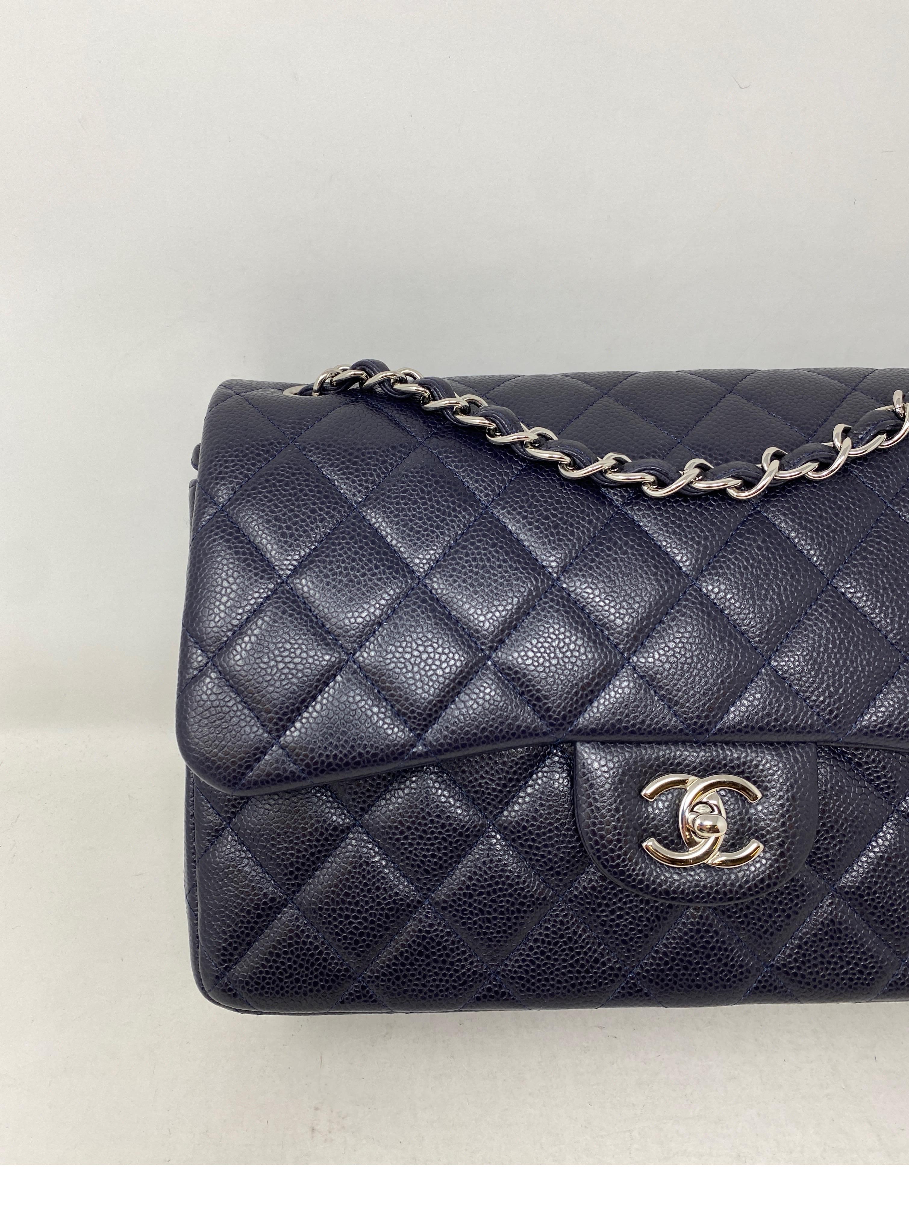 Black Chanel Navy Jumbo Double Flap Bag