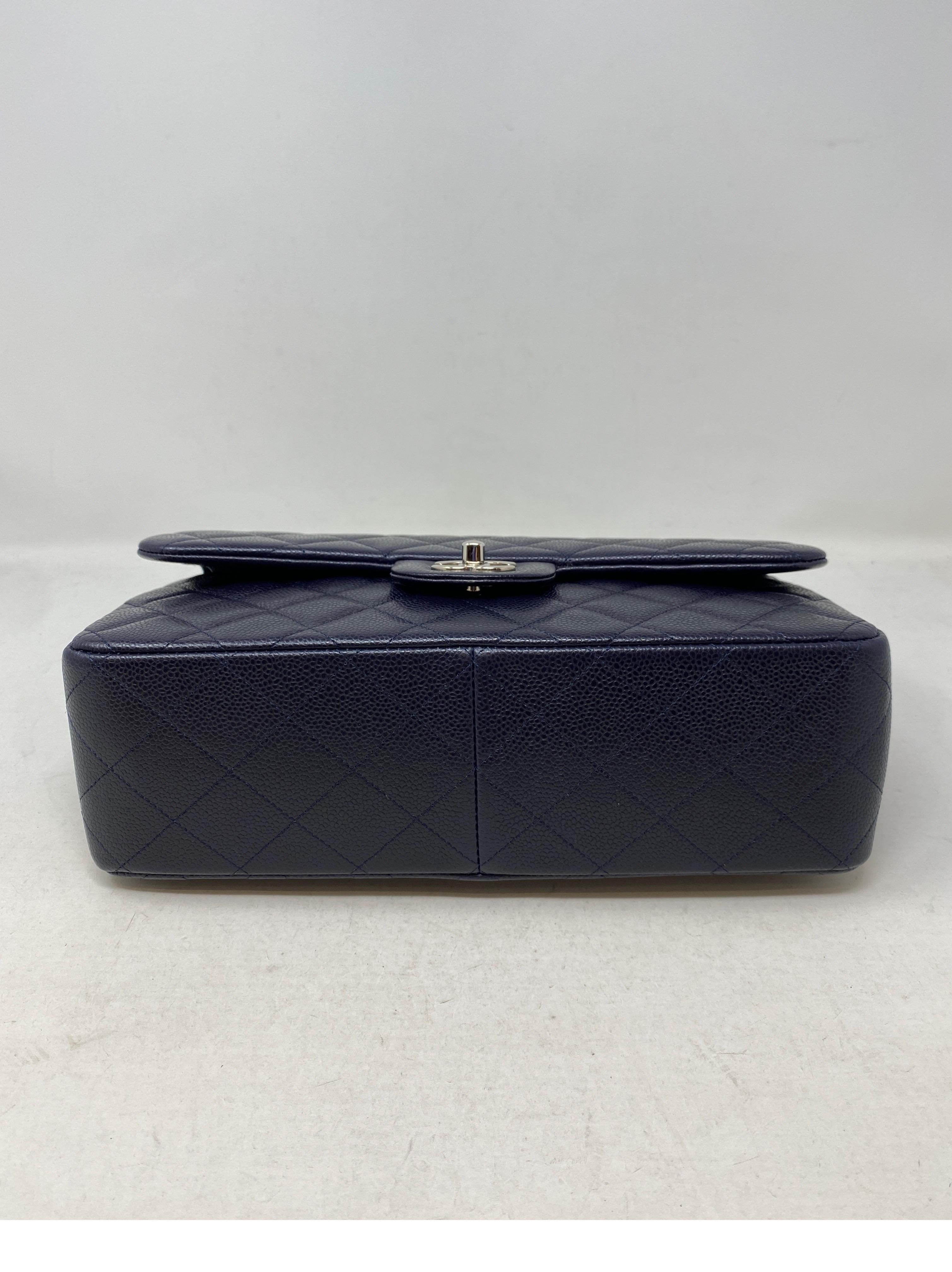 Chanel Navy Jumbo Double Flap Bag In Excellent Condition In Athens, GA