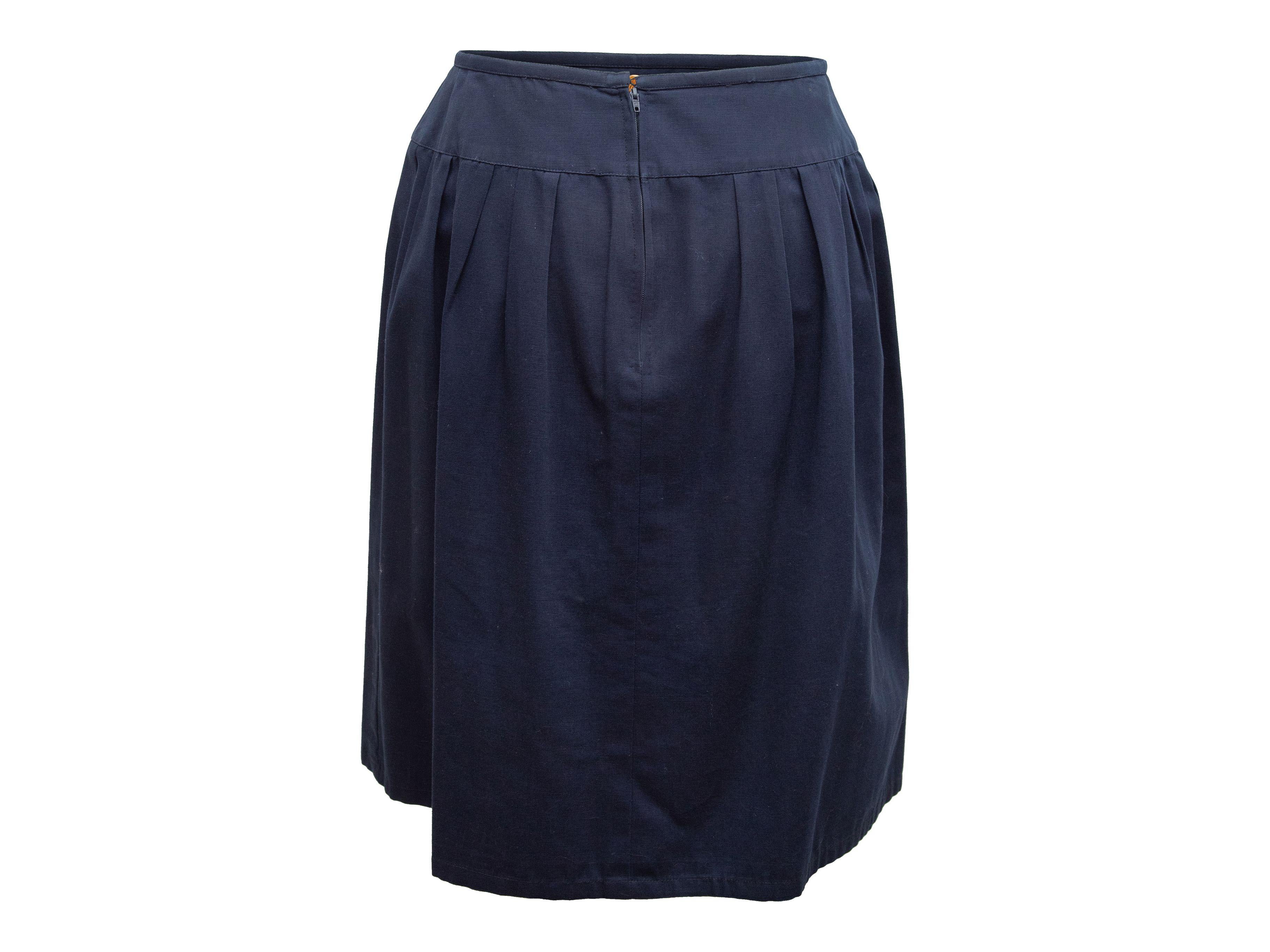 Black Chanel Navy Knee-Length Skirt
