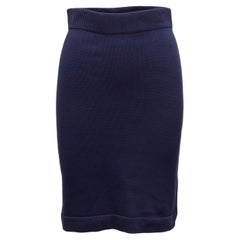Chanel Navy Knit Pencil Skirt