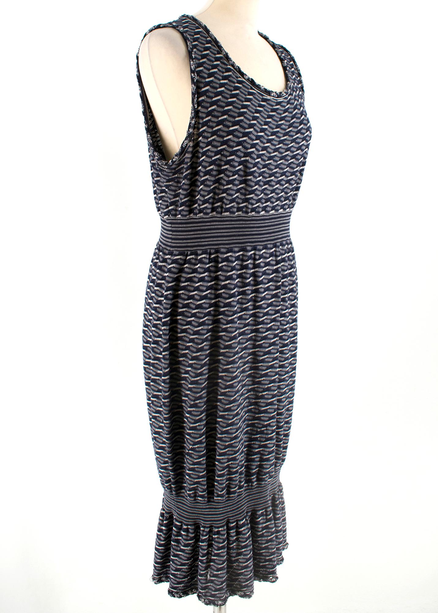 Chanel Navy Knit Sleeveless Dress

- Elastic waist dress and elastic bottom
- Great for the day time

Please note, these items
are pre-owned and may show signs of being stored even when unworn and unused. This is reflected within the significantly