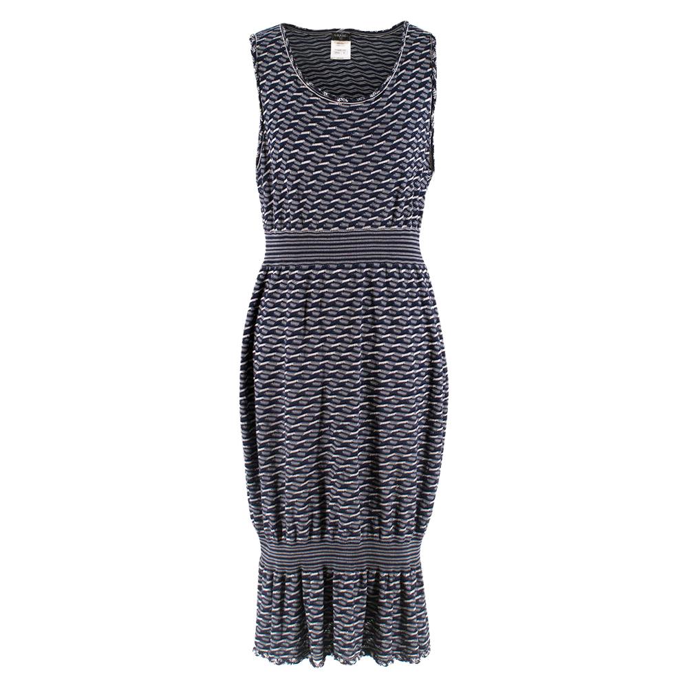 Chanel Navy Knit Sleeveless Dress - Size US 8 For Sale